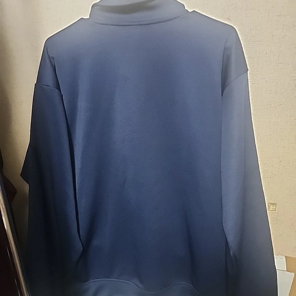 Men's Adidas Size M Funnelneck Track  Pullover Jacket Trefoil Logo NAVY BLUE NWT